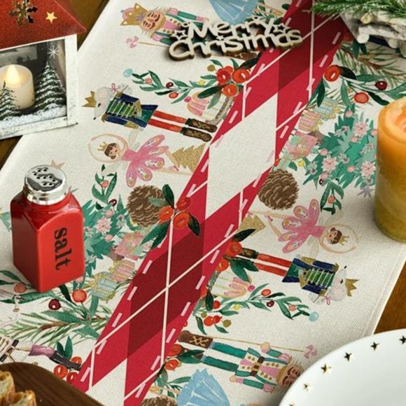 Nutcracker Table Runner Christmas Decor Holiday Decoration Red Decorative Cloth - Picture 3 of 5